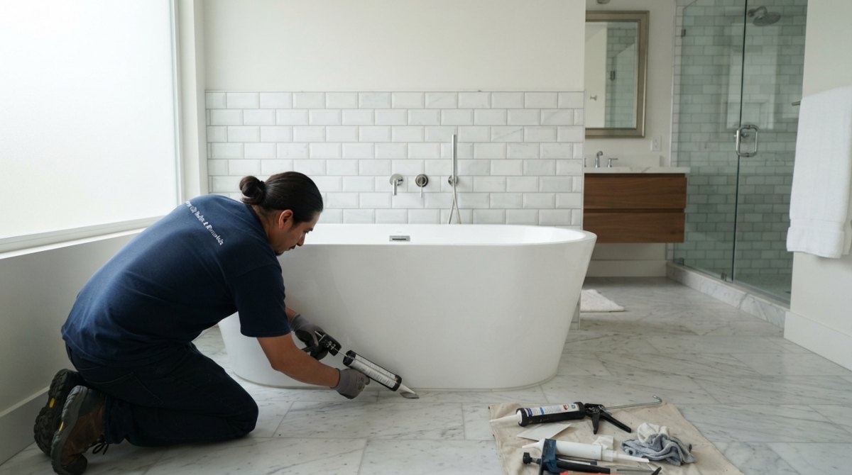 Bathtub installation and bathroom remodeling project